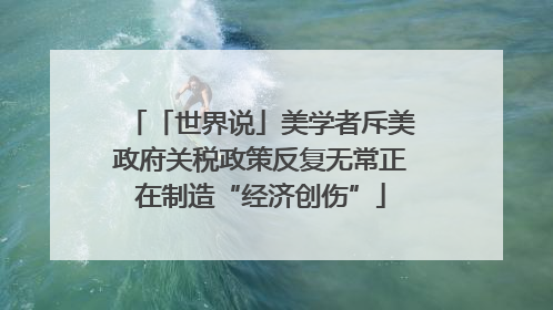 「世界说」美学者斥美政府关税政策反复无常正在制造“经济创伤”