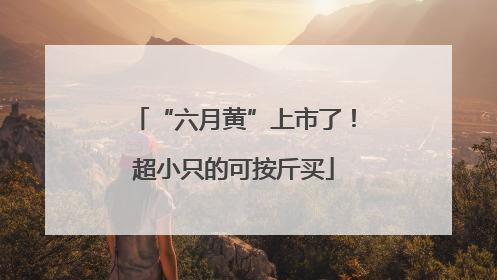 “六月黄”上市了！超小只的可按斤买