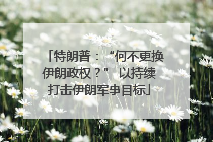 特朗普：“何不更换伊朗政权？” 以持续打击伊朗军事目标