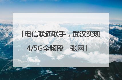 电信联通联手，武汉实现4/5G全频段一张网