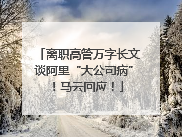 离职高管万字长文谈阿里“大公司病”！马云回应！