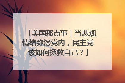 美国那点事｜当悲观情绪弥漫党内，民主党该如何拯救自己？