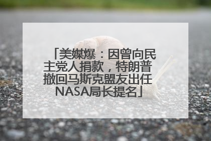 美媒爆：因曾向民主党人捐款，特朗普撤回马斯克盟友出任NASA局长提名
