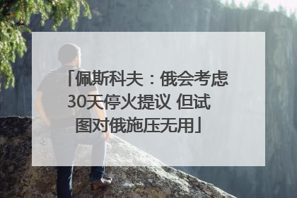 佩斯科夫：俄会考虑30天停火提议 但试图对俄施压无用
