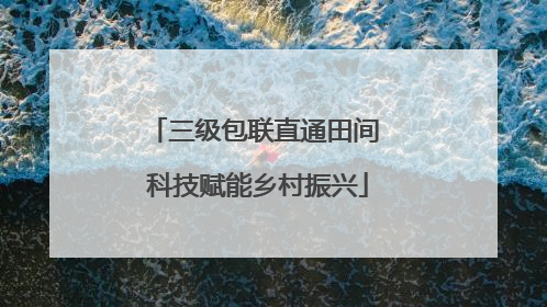 三级包联直通田间 科技赋能乡村振兴