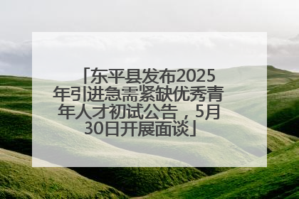 东平县发布2025年引进急需紧缺优秀青年人才初试公告，5月30日开展面谈