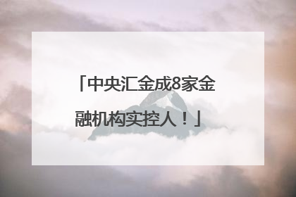 中央汇金成8家金融机构实控人！