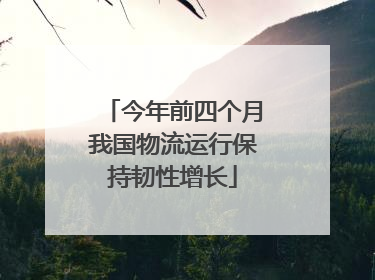 今年前四个月我国物流运行保持韧性增长