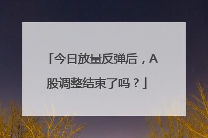 今日放量反弹后，A股调整结束了吗？