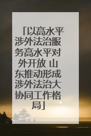 以高水平涉外法治服务高水平对外开放 山东推动形成涉外法治大协同工作格局
