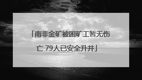 南非金矿被困矿工暂无伤亡 79人已安全升井