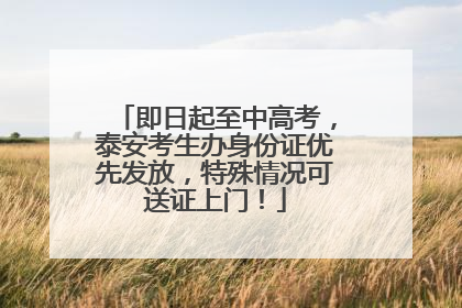 即日起至中高考，泰安考生办身份证优先发放，特殊情况可送证上门！