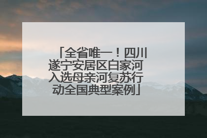 全省唯一！四川遂宁安居区白家河入选母亲河复苏行动全国典型案例