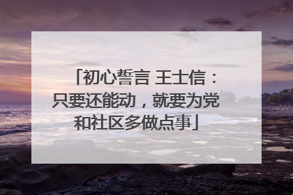 初心誓言 王士信：只要还能动，就要为党和社区多做点事