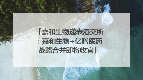嘉和生物递表港交所：嘉和生物+亿腾医药战略合并即将收官