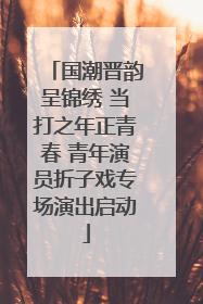 国潮晋韵呈锦绣 当打之年正青春 青年演员折子戏专场演出启动