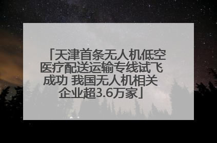 天津首条无人机低空医疗配送运输专线试飞成功 我国无人机相关企业超3.6万家