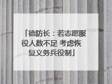 德防长：若志愿服役人数不足 考虑恢复义务兵役制
