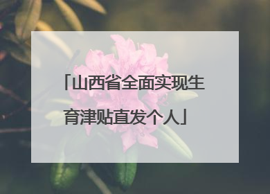 山西省全面实现生育津贴直发个人