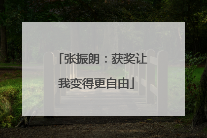 张振朗：获奖让我变得更自由