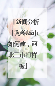 新闻分析丨海绵城市如何建，河北三市打样板