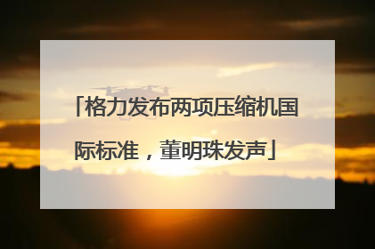 格力发布两项压缩机国际标准，董明珠发声