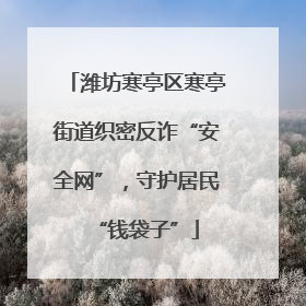 潍坊寒亭区寒亭街道织密反诈“安全网”，守护居民“钱袋子”
