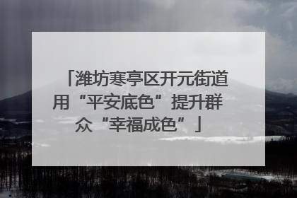 潍坊寒亭区开元街道用“平安底色”提升群众“幸福成色”