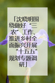 沈晓明围绕做好“三农”工作、推进乡村全面振兴开展“十五五”规划专题调研