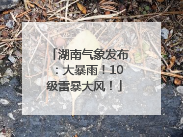 湖南气象发布：大暴雨！10级雷暴大风！