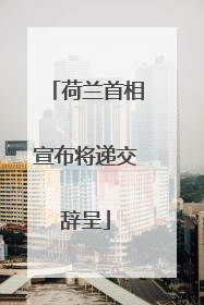 荷兰首相宣布将递交辞呈