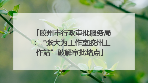 胶州市行政审批服务局：“张大为工作室胶州工作站”破解审批堵点