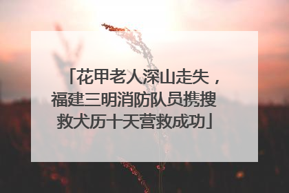 花甲老人深山走失，福建三明消防队员携搜救犬历十天营救成功