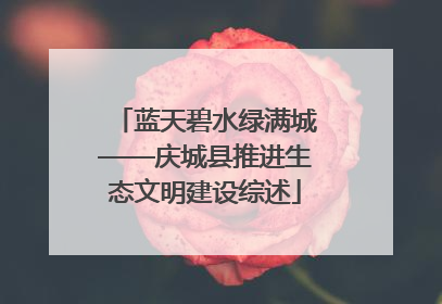 蓝天碧水绿满城——庆城县推进生态文明建设综述