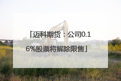迈科期货：公司0.16%股票将解除限售