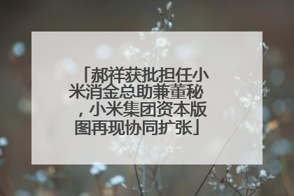 郝祥获批担任小米消金总助兼董秘，小米集团资本版图再现协同扩张
