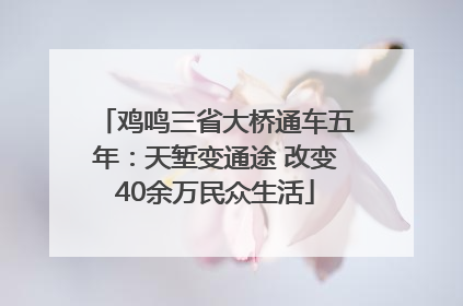 鸡鸣三省大桥通车五年：天堑变通途 改变40余万民众生活