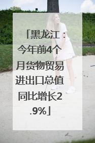 黑龙江：今年前4个月货物贸易进出口总值同比增长2.9%